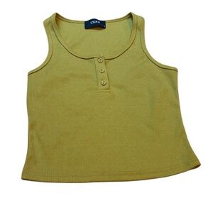 Cider SOLID RIB BUTTON UP TANK CROP TOP  Ginger color size small
